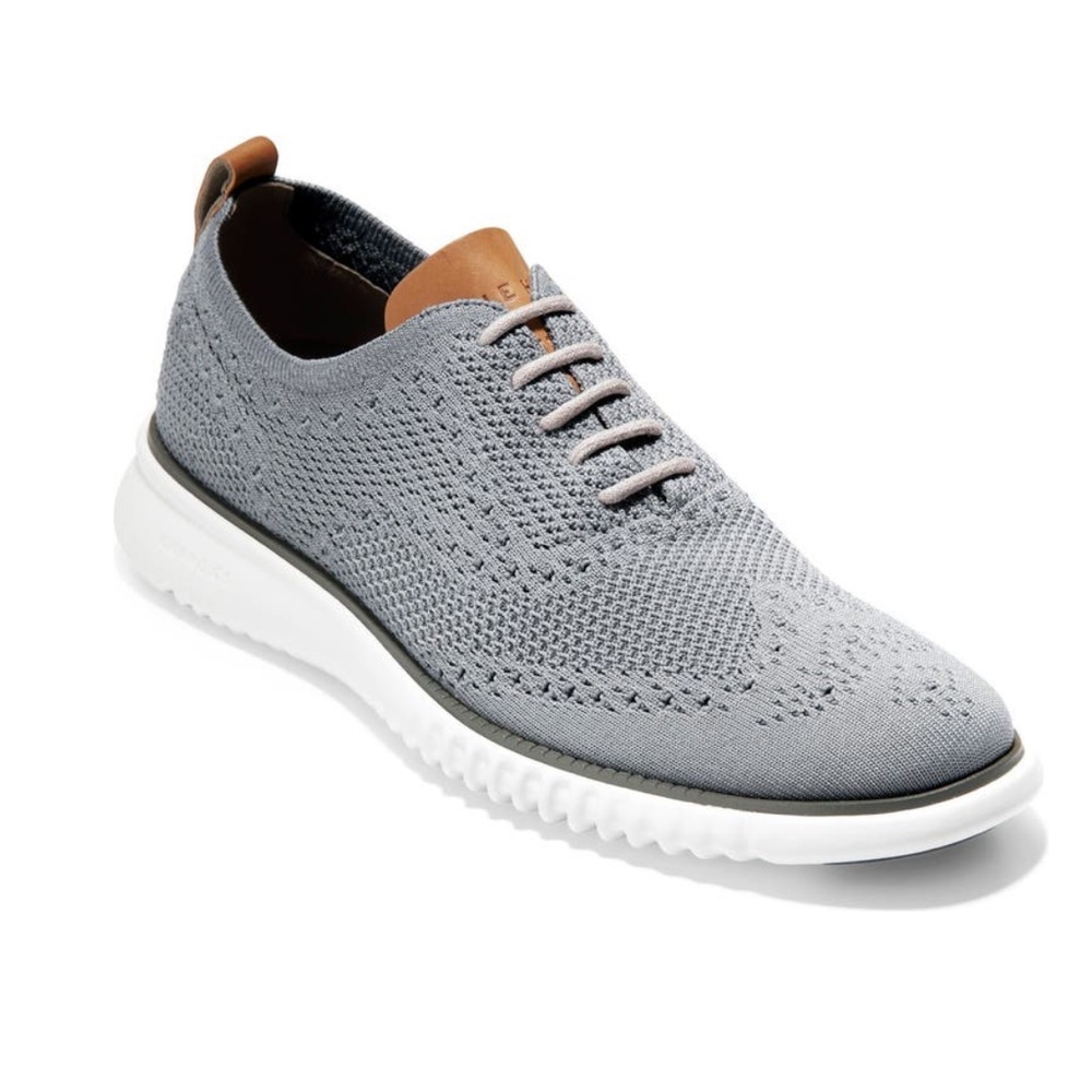 Cole Haan 2.ZeroGrand Stitchlite Knit Wingtip Ironstone Vapor Gray White 13 NIB